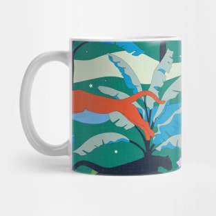 Vibrant Tropical Jungle with Big Cats - Wild Summer Night Mug